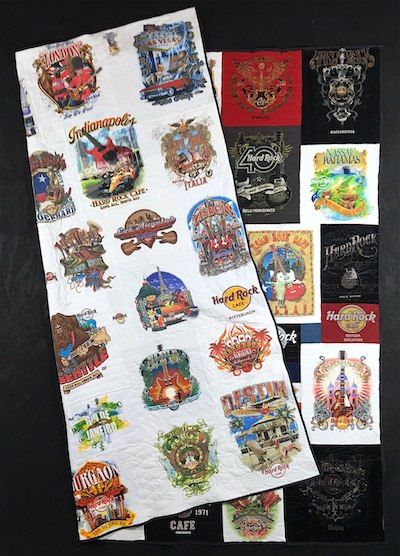 double sided Hard Rock Cafe T-shirt Quilt by Too Cool T-shirt Quilts